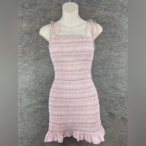 Pink Striped Smocked Women's Dress